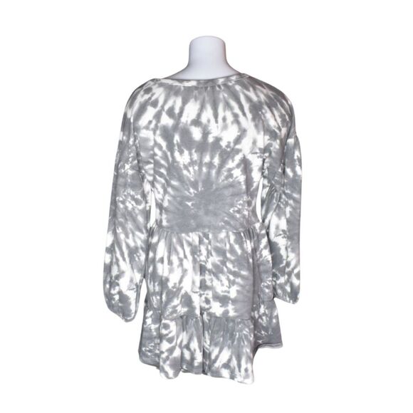 Dress Up Love People Love Clothes Tie Dye Sweatshirt Babydoll Dress White Gray - Picture 3 of 6